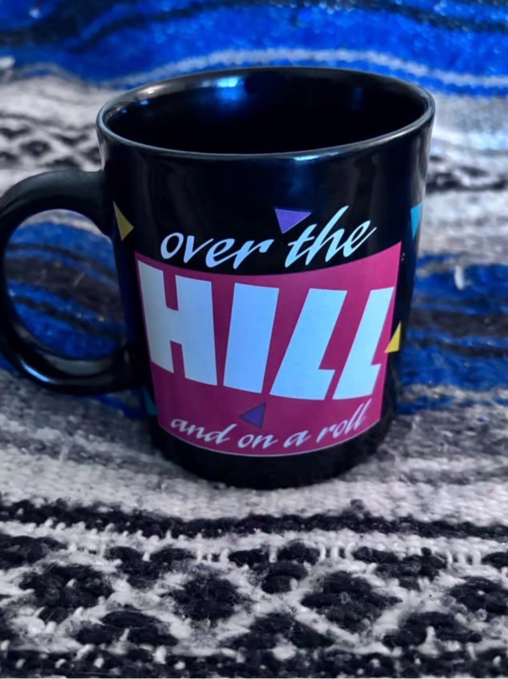 Black "Over the Hill" Novelty Coffee Mug - Retro red Design